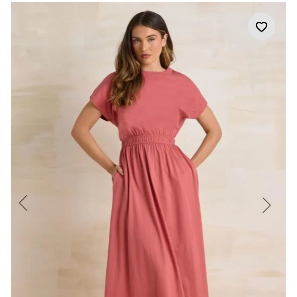 LTS tall coral pink jersey shirred waist maxi dress